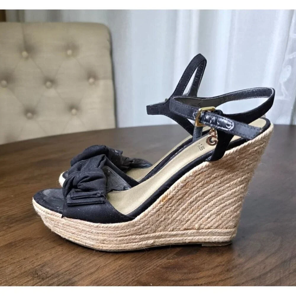 G by‎ Guess platform sandals wedges Black women size 7